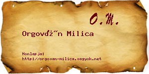 Orgován Milica névjegykártya